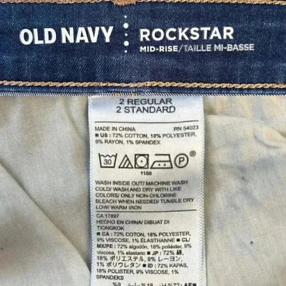 Old Navy Rockstar Skinny Jeans Distressed Denim Mid Rise Blue Size 2/26 - Picture 12 of 16